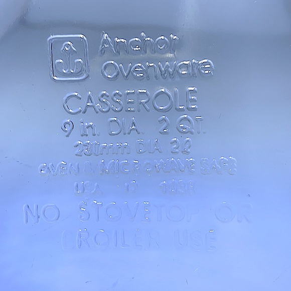 2 QUART BLUE CASSEROLE by Anchor Ovenware - Picture 10 of 10